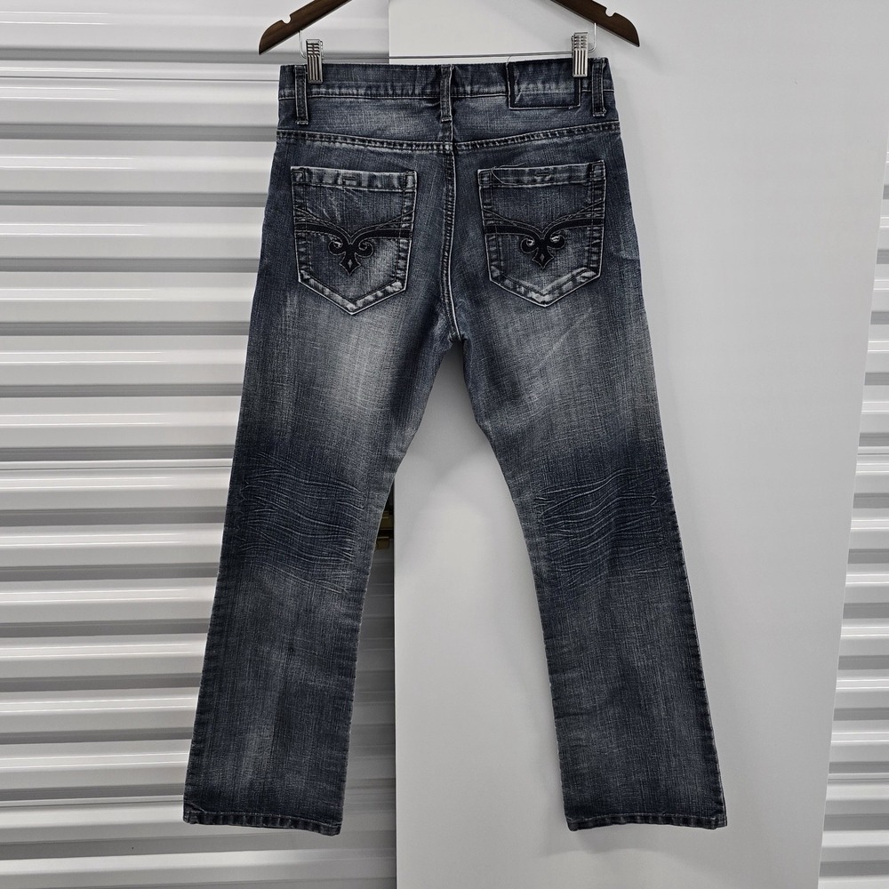 Helix Slim Boot Jeans Men's 30x30 Gray Wash Distressed Fade Denim Pants